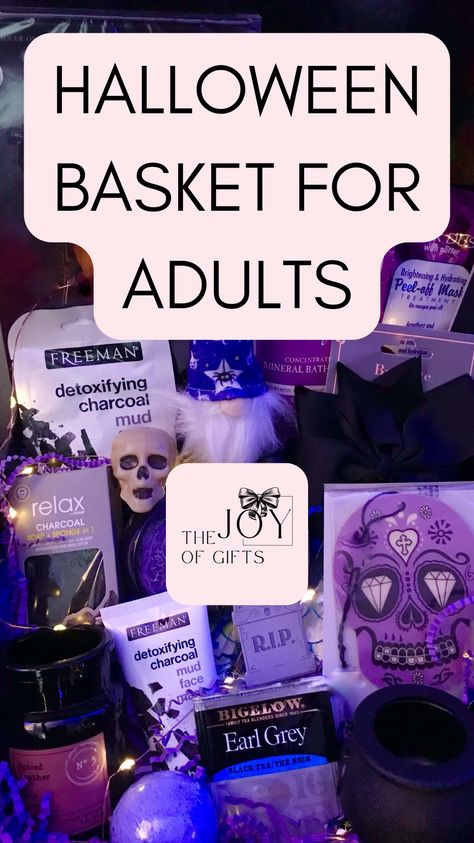 Boo Basket Adults, Halloween Gift Basket Ideas For Adults, Halloween Gift Exchange Ideas, Adult Boo Basket Ideas, Boo Basket For Husband, Halloween Gift Bags For Adults, Halloween Gift Box Ideas, Boo Baskets For Adults, Halloween Raffle Basket Ideas