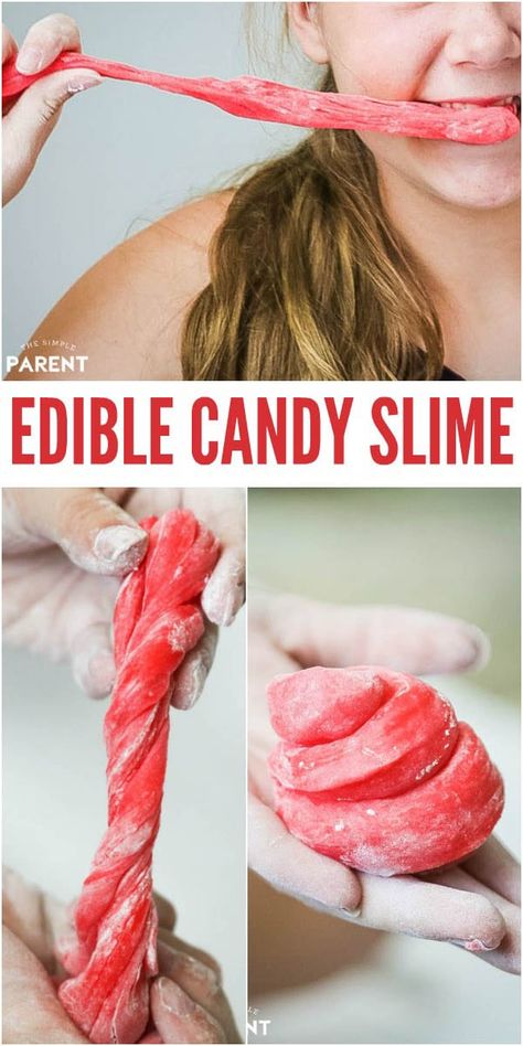 How to Make Easy Edible Slime Recipe for Kids - This 2 Ingredient DIY slime recipe uses one of our favorite treats to make candy slime! With help from powdered sugar (and an adult), you'll have a blast with this one! #candy #slime #slimerecipes #kids #edible #recipes How To Make Edible Slime, Homemade Edible Slime, Slime Edible, Safe Slime Recipe, Candy Slime, Borax Free Slime, Chocolate Slime, Edible Slime Recipe, Edible Recipes