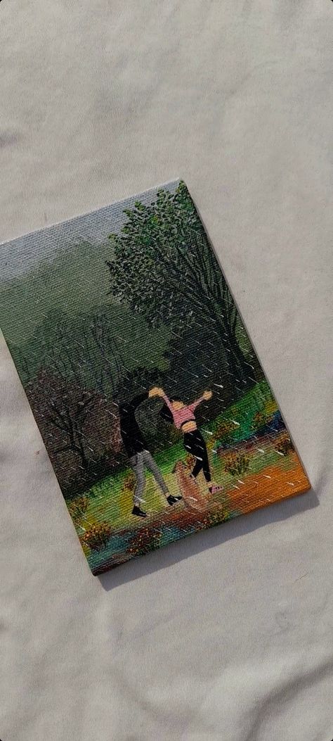 Couple In Rain Painting, Dancing In The Rain Painting, Couple In Rain, Friendship Photoshoot, Rain Painting, Dance Paintings, Cute Paintings, Art Idea, Mini Drawings