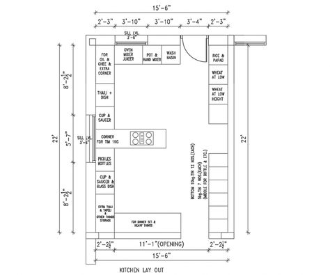 Drawing of kitchen layout 2d design AutoCAD file which includes a plan of the kitchen with details of the door, ventilation, kitchen platform, over the head, with burner, sink etc details with dimensions. Drawing Of Kitchen, Kitchen Cabinets Drawing, Kitchen Elevation, Side Elevation, Kitchen And Pantry, Interior Design Layout, Kitchen Drawing, Simple Kitchen Design, Elevation Drawing