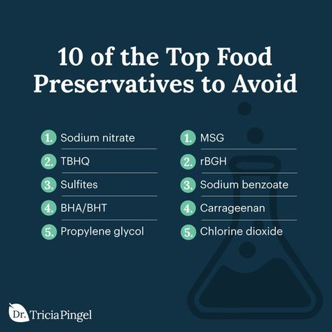 For many years now, doctors and other medical experts have informed the public about the harmful effects of food additives and preservatives. But if you don’t know what to look for, it can be hard (and frankly overwhelming) to try to avoid them. Take a look at this list of the top food preservatives to avoid and then check out my latest article to learn all you need to know to protect yourself and your family. Food Infographic, Food Additives, Dye Free, What To Make, Mouthwash, Propylene Glycol, Food Items, The Public, To Look