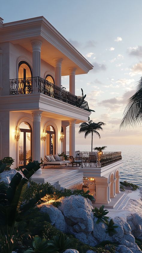 Oceanfront Mansion, Beach Mansion, Money On My Mind, Fantasy House, Interior Trend, Luxury Life, Mansion, Home Interior Design, Terrace