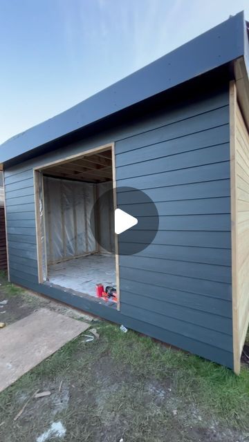 🅓➎ 🅒🅞🅝🅢🅣🅡🅤🅒🅣🅘🅞🅝 on Instagram: "The latest instalment of the garden office 💥
.
We now have all the inside insulated, foiled and battened. And as you can see the outside all cladding complete ✅
.
The front is cladded with an anthracite cement board and the back and sides with shiplap 💥
.
#gardenroom #gardenoffice #summerhouse #outbuilding #homeimprovement #office #cladding #homeextension #builder #quality" Garden Room Cladding, Cement Board House, Shiplap Garage, Garage Cladding, Cement Board Siding, Fibre Cement Cladding, Insulated Garden Room, Composite Cladding, Shiplap Cladding