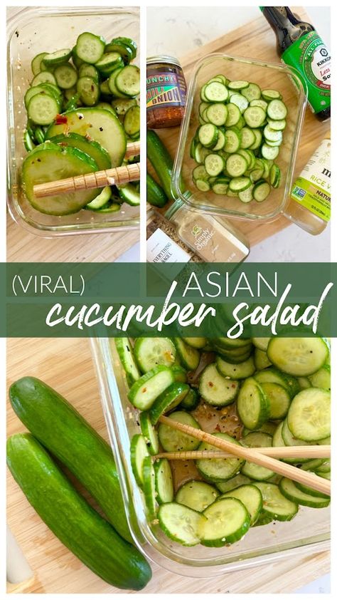 Crunchy Asian Cucumber Salad, Cumber Salad Recipe, Viral Cucumber Salad, Iowa Food, Asian Cucumber Salad Recipe, Cucumber Snacks, Chicken Stuffed Shells, Thai Beef Salad, Asian Cucumber Salad