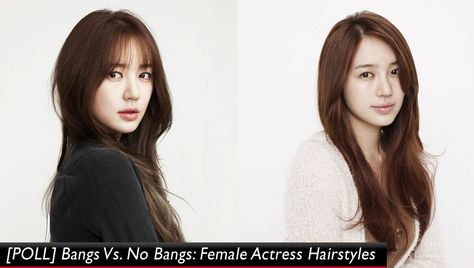 [POLL] Bangs Vs. No Bangs: Female Actress Hairstyles | http://www.allkpop.com/article/2014/11/poll-bangs-vs-no-bangs-female-actress-hairstyles Bangs Vs No Bangs, Hairstyle Change, No Bangs, Actress Hairstyles, Female Actresses, Hair Stuff, Hairstyles With Bangs, Actors & Actresses, Bangs