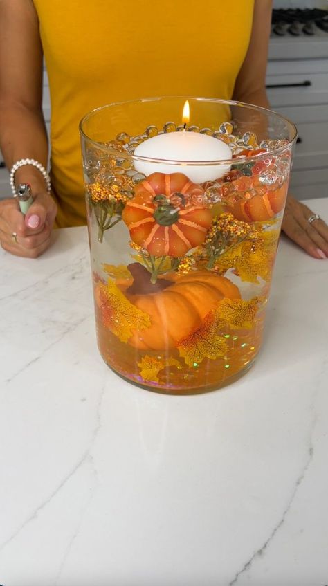 Water Beads Centerpiece Fall, Water Bead Vase Ideas, Glass Hurrican Centerpieces Fall, Fall Glass Vase Filler Ideas, Water Beads Ideas Centerpieces, Water Beads Ideas, Glass Vase Filler Ideas, Water Beads Centerpiece, Autumn Interior Design