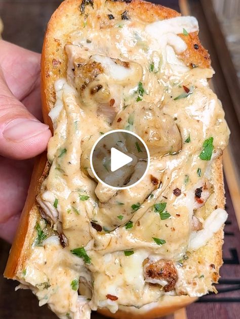 Lemon8 · The viral chicken Alfredo garlic bread  · @Ninjacue Crawfish Bread, Chicken Thigh Recipes Baked, Chicken Alfredo, Garlic Bread, Chicken Thigh Recipes, Chicken Thighs, Alfredo, Chicken Dinner, Sliders