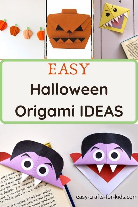 10+ Halloween Origami Ideas that Kids Can Make! Halloween Crafts For Teens, Bookmarks Origami, Origami Halloween Decorations, Bookmarks Craft, Origami Instructions For Kids, Origami Pumpkin, Halloween Library, Origami Halloween, Origami For Kids