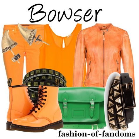 "Bowser" by fofandoms on Polyvore Bowser Inspired Outfit, Bowser Wedding Outfit, Female Bowser Cosplay, Bowser Jr And Peach, Bowser And Bowser Jr, Nerd Fashion, Geek Fashion, House Of Harlow 1960, House Of Harlow