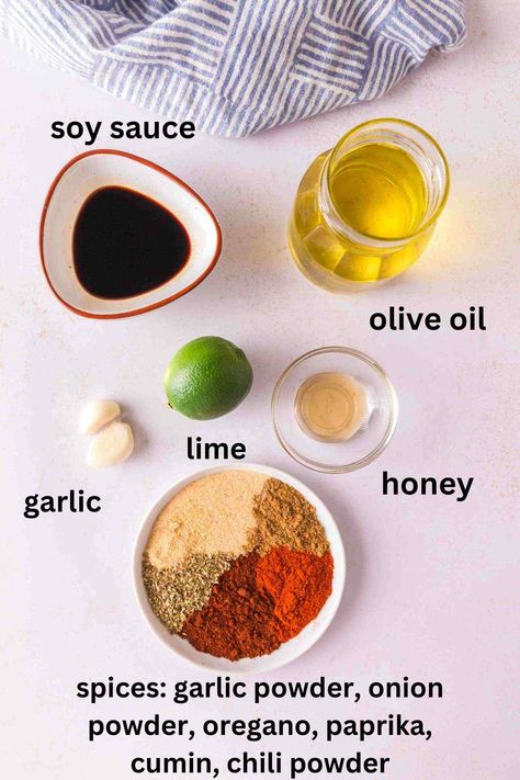 This easy homemade fajita sauce is made with a delicious blend of olive oil, lime juice, soy sauce, and simple seasonings that you likely already have in your spice cabinet. It's an easy and versatile fajita marinade that will instantly add flavor to burritos, nachos, tacos, salads, and more! Easy Fajita Marinade, Fajita Seasoning Marinade, Fajita Marinade Recipe, Fajitas Marinade, Fajita Sauce, Fajita Pizza, Vegetarian Fajitas, Easy Baked Chicken Breast, Fajita Marinade