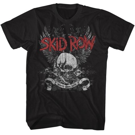 Skull And Wings, Skull Wings, Wings Black, Skid Row, Black Tees, Rock Tees, Disney Stars, Rock T Shirts, Band Shirts