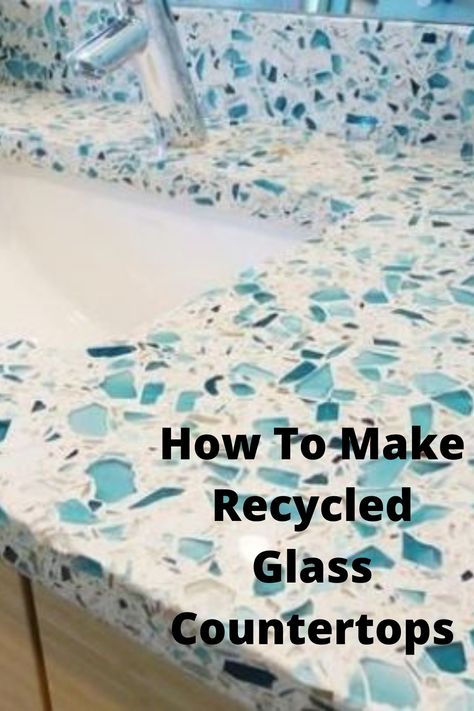 Recycled Countertops, Recycled Glass Countertops, Epoxy Countertop, Beach House Interior Design, Glass Countertops, Diy Concrete Countertops, Concrete Countertops Kitchen, Beach House Kitchens, Tile Countertops