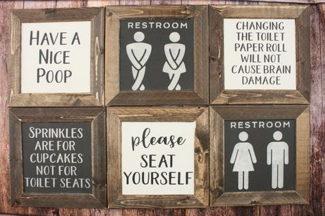 Bathroom Rules, Restroom Decor, Funny Bathroom Signs, Half Bathroom, Farmhouse Bathroom Decor, Downstairs Bathroom, Bathroom Pictures, Bathroom Collections, Bathroom Humor