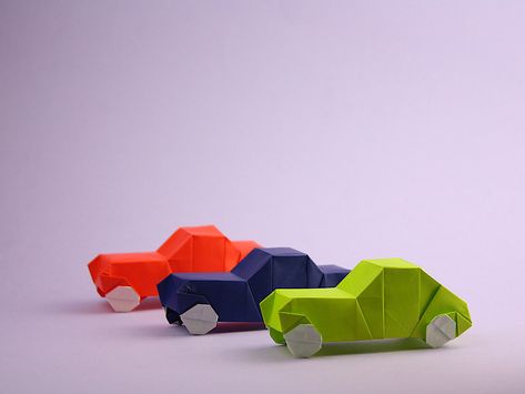 Vintage cars, designed and folded by Pierre-Yves Gallard (source: ) #origami #vintage #car Car Origami, Origami Car, Green Event, Sheet Of Paper, Crafts To Do, Vintage Car, 30 Years, Vintage Cars, Nissan