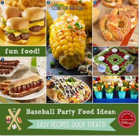 Baseball party food and treats! Let's play ball! Baseball Theme Food, Baseball Party Food, Bbq Ideas Food, Food Ideas Quick, Baseball Food Party, Watch Party Food, Rehearsal Dinner Food, Baseball Food, Ballpark Food