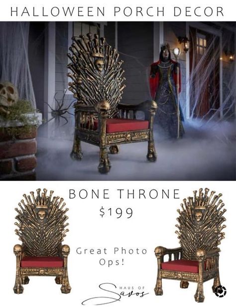 Halloween Chair, Porch Decor Halloween, Halloween Porch Decor, Spooky Halloween Decor, Home Decor Halloween, Halloween Photo, Halloween Porch Decorations, Spooky Halloween Decorations, Iron Chair