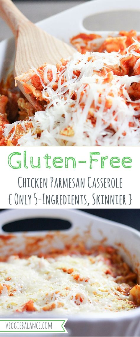 Gluten-Free Chicken Parmesan Casserole { Made with  5-Ingredients and 20 grams of protein per serving! } Gluten Free Casserole, 20 Grams Of Protein, Parmesan Casserole, Chicken Parmesan Casserole, Gluten Free Main Dishes, Gluten Free Dishes, Healthy Casseroles, Chicken Meals, Gluten Free Recipes For Dinner