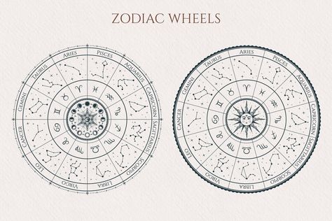 Elements Astrology, Astrology Wheel, Wheel Tattoo, Macrame Dreamcatcher, Taurus And Aquarius, Design Flyers, Pisces And Taurus, Zodiac Wheel, Aries And Pisces