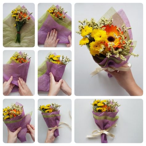 wrapping a small bouquet! Flowers Buke, Bouquet Wrapping, Mini Bouquet, How To Wrap, Flower Gift Ideas, Bouquet Wrap, How To Wrap Flowers, Rose Decor, Small Bouquet