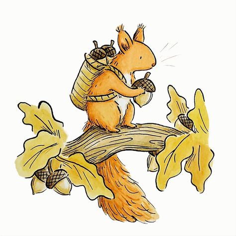 Squirrel Illustration Drawing, Fall Animal Drawings, Squirrel Drawing Sketches, Cute Chipmunk Drawing, How To Draw A Squirrel, Cute Squirrel Drawing, Squirrel Doodle, Squirrel Illustrations, Squirrel Drawing