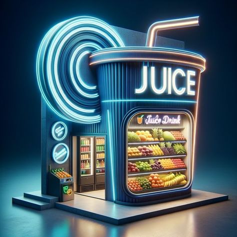 Juice Kiosk Design, Futuristic Restaurant, Gate Wall Design, Outdoor Restaurant Design, Exhibition Stall Design, Food Cart Design, Vintage Kitchens, Art Gallery Interior, Modern Cafe