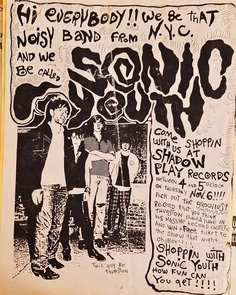 Punk Show Flyer, Sonic Youth Aesthetic, Sonic Youth Poster, Poster On Wall, Punk Bands Posters, Band Flyer, Punk Posters, Poster Grafico, Show Flyer