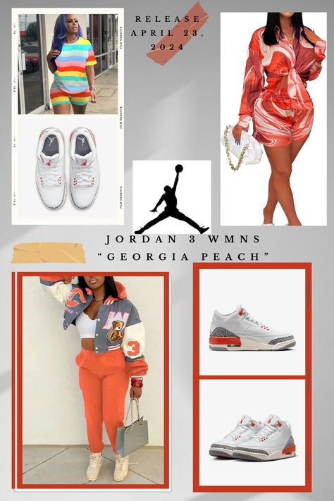 As part of the anticipated lineup, Jordan Brand will be dropping an Air Jordan 3 WMNS “Georgia Peach” colorway, combining neutral tones with classic design elements.  The pair will be dressed in a “White/Cosmic Clay-Sail-Cement Grey-Anthracite” color scheme Georgia Peach Jordan 3 Outfits, Jordan 3 Outfits, Jordan 3 Outfit Women, Jordan 3 Outfit, Retro 4s, Jordan Outfit, Spring Outfit Ideas, Teenage Fashion, Air Jordan 3