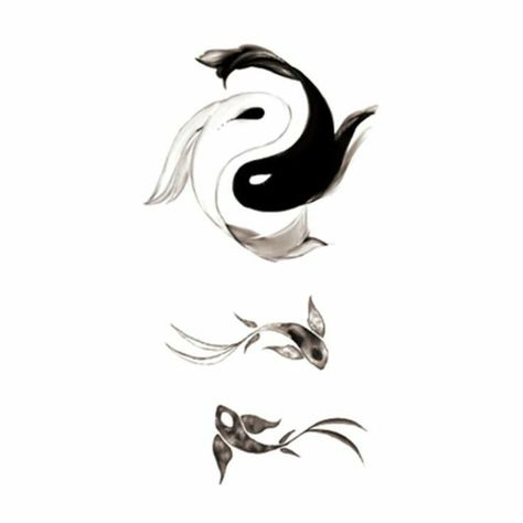 Ying Yang Tattoo, Yin Yang Koi, Koi Tattoo Design, Romantic Tattoo, Yin Yang Art, Dengeki Daisy, Black Fish, Yin Yang Tattoos, Pisces Tattoos