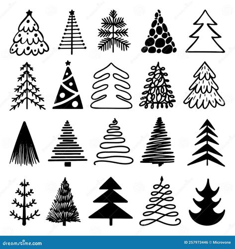 Sketch christmas tree isolated logo set. Hand drawn pencil holiday winter elements. Illustration about black, decoration, vector, line, drawing, outline, pattern, monochrome - 257973446 Fir Tree Drawings, Christmas Tree Sketch Simple, Christmas Graphic Illustration, Crismas Tree Drawing, Winter Tree Illustration, How To Draw A Christmas Tree, Christmas Tree Line Drawing, Christmas Gifts Drawing, Christmas Drawing Ideas Pencil