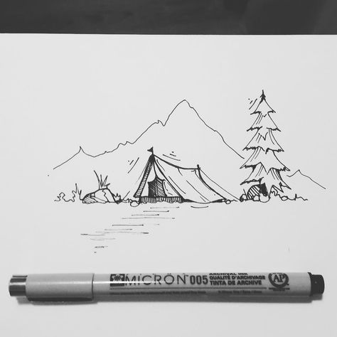 So I spent an hour on a drawing which in the end I didn't like. So I drew this 5min #doodle it made me smile so here it is instead - keep life simple by mountain_lines Mountain Sketch, Mountain Tattoo, Sharpie Art, Line Art Tattoos, Nature Drawing, Pen Art, Camping Art, Tattoo Drawings, Art Drawings Sketches