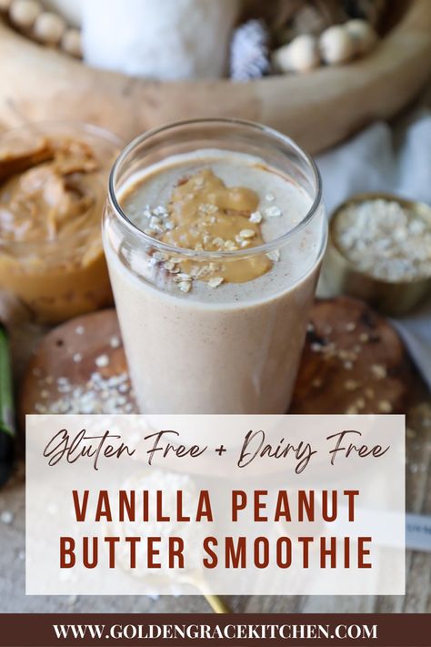 Peanut Butter Breakfast Smoothie, Peanut Butter Breakfast, Peanut Butter Smoothie, Breakfast Choices, Cinnamon Almonds, Processed Sugar, Nutritious Snacks, Gluten Free Oats, Oatmeal Recipes