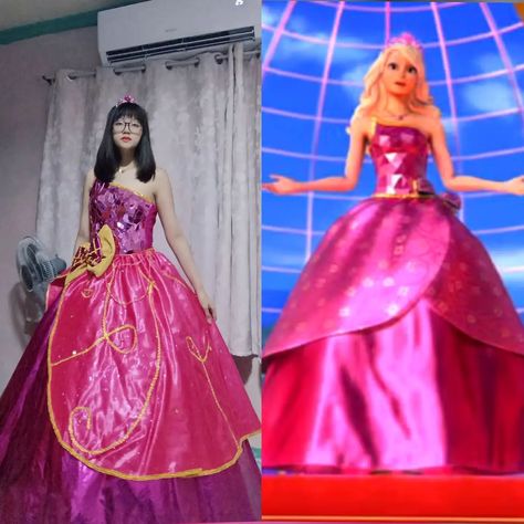 "Hello. I’m just a regular girl. But, I think that Headmistress Privet is right when she says there’s a princess in every girl. It is an… | Instagram Barbie Cosplay, When She Says, Princess Charm School, Princess Sophia, Barbie Costume, Mermaid Tale, Charm School, Barbie Princess, Metallic Fabric