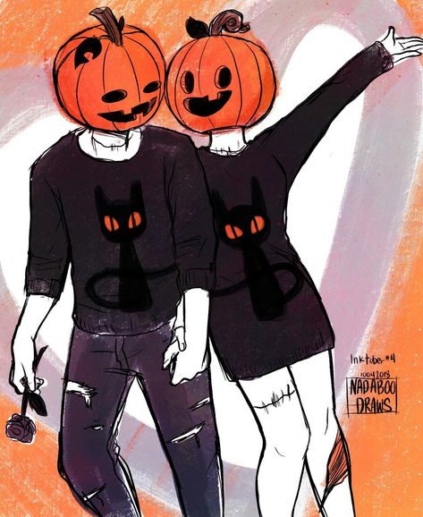 Halloween As A Person Drawing, Pumpkin Man Art, Pumpkin Head Matching Pfp, Kinich Halloween Pfp, Fall Pfps Matching, Halloween Couple Drawing, Pumpkin Head Anime, Pumpkin Matching Pfp, Pumpkin Head Pfp