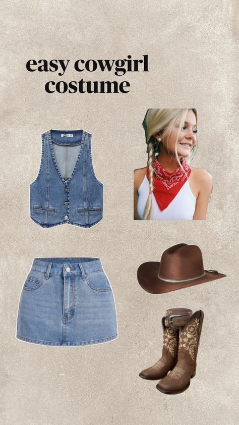 easy cowgirl costume Farmer Halloween Costume Woman, Easy Cowgirl Costume, Farmer Halloween Costume, Farmer Halloween, Cowboy Costume, Cowgirl Costume, Halloween Costumes Women, Costumes For Women, Halloween Costume