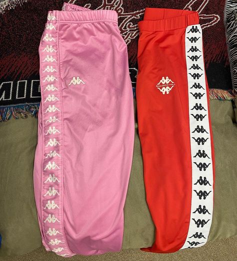 Runitback Classics LLC on Instagram: “Kappa Sweats Pink- New Large SOLD ❌❌❌ Red Shadow Hill- Small $40 Dm to purchase . . #kappa #kappapants #runitbackclassics” Nike Sweatpants Pink, Kappa Slides Outfit, Pink Kappa Slides, Kappa Slides, Pink Brand Sweatpants, Kappa Pants, Kappa Sweatpants, Kappa Hoodie, Sweatpant Set Pink