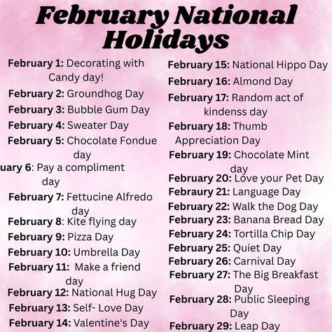 Every day should be celebrated!!

February has many fun national holidays to celebrate!!

Clink the link in my bio to find activities and crafts to go along with some of the national days this month! National Celebration Days, Monthly Holidays, National Holiday Calendar, Love Your Pet Day, February Holidays, Pizza Day, Random Act, Daily Holidays, National Days