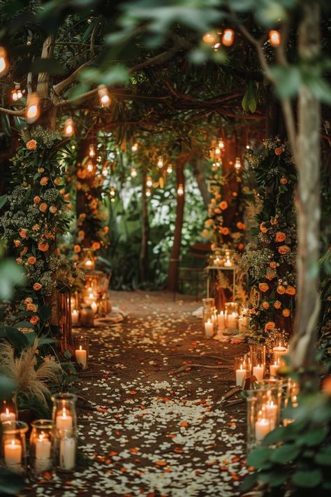 Enchanted Forest Wedding Arbor, Outdoor Enchanted Forest Party, Small Forest Wedding Ideas, Enchanted Fall Wedding, Woodland Fairytale Wedding, Mystical Forest Wedding, Enchanted Forest Aesthetic, Woodland Fairy Wedding, Acotar Wedding