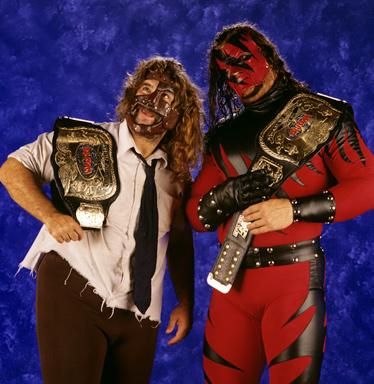 Mankind and Kane Mankind Wwe, Kane Wwf, Wrestling Rules, Kane Wwe, Wwe Belts, Wwf Superstars, Mick Foley, Wwe Tag Teams, Watch Wrestling