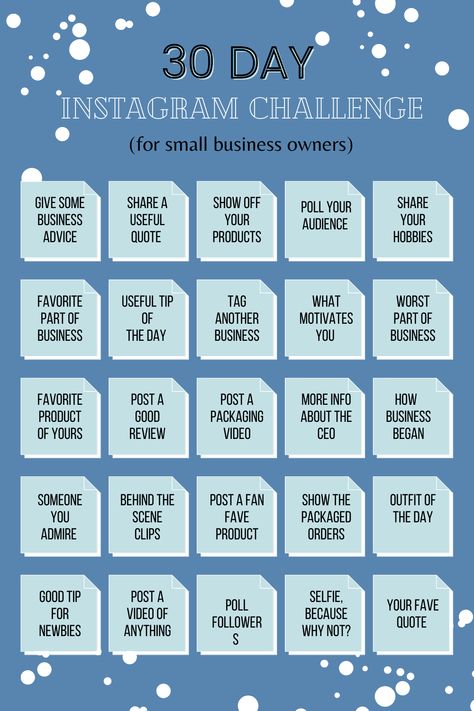 This 30 day challenge is designed to help you stay on task of updating a post daily to Instagram to increase engagement and help spread more awareness about your small business. These are just some ideas to make posting daily a little easier for the boss babes out there. Good luck! Instagram Small Business Posts, Launch Day Instagram Post Ideas, 30 Day Instagram Challenge, Social Media Challenges, Instagram Post Ideas, Social Media Content Planner, Small Business Instagram, Social Media Marketing Instagram, Social Media Content Calendar