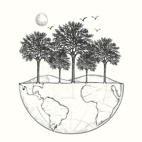 Free vector hand drawn planet earth draw... | Free Vector #Freepik #freevector #earth-sketch #earth-drawing #sketch #drawing Planet Earth Drawing, Earth Sketch, Earth From Moon, Earth Clipart, Earth Drawing, Planet Drawing, Earth Drawings, Earth Illustration, Moon Drawing