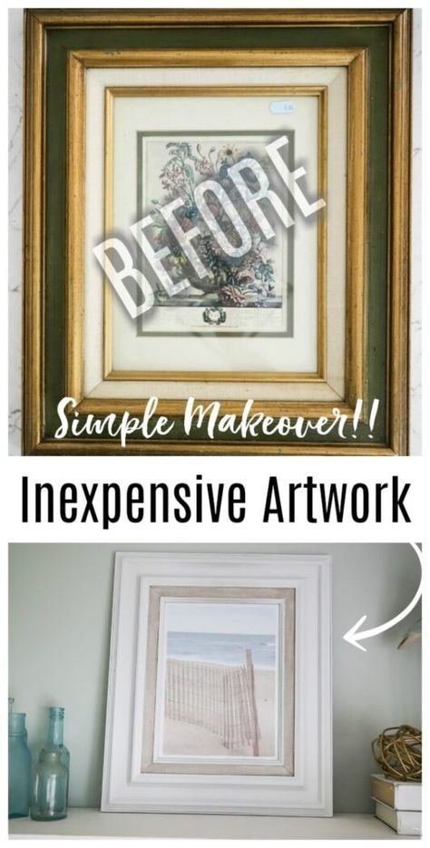 Reuse Frames Wall Art, Thrift Store Frame Makeover, Thrift Store Wall Decor, Painting A Picture Frame, Thrift Store Picture Frames Makeover, Update Picture Frames, Empty Frames On Wall Decor Ideas, Old Frames Ideas Wall Art, Framing Ideas For Artwork