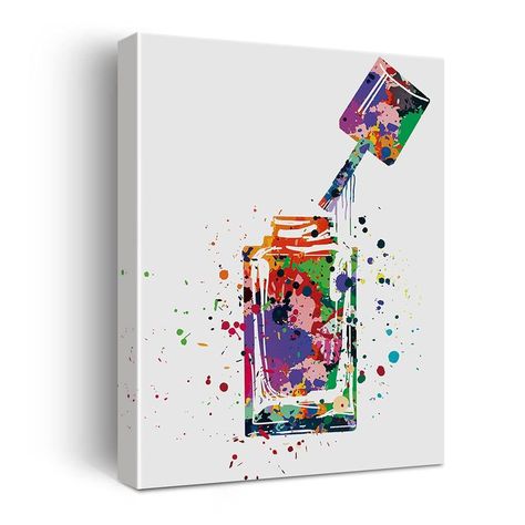 Nail Polish Bottle Watercolor Poster Canvas Wall Art for Home/Nails Studio/Beauty Salon Decor - Nail Varnish Canvas Print Wall Art Painting Ready to Hang Gifts - Easel & Hanging Hook 12x15 Inch Bottle Watercolor, Home Nails, Nail Polish Bottle, Watercolor Poster, Beauty Salon Decor, Nail Polish Bottles, Nail Studio, Nail Varnish, Salon Decor