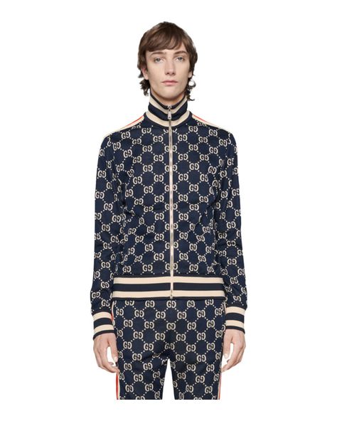 Men's Activewear | Men's Tracksuits | GUCCI® US Rhombus Design, Tracksuit Jacket, Luxury Style, Zipper Jacket, Blue Ivory, Cotton Jacket, Casual Backpack, Jogging, Fashion Bags