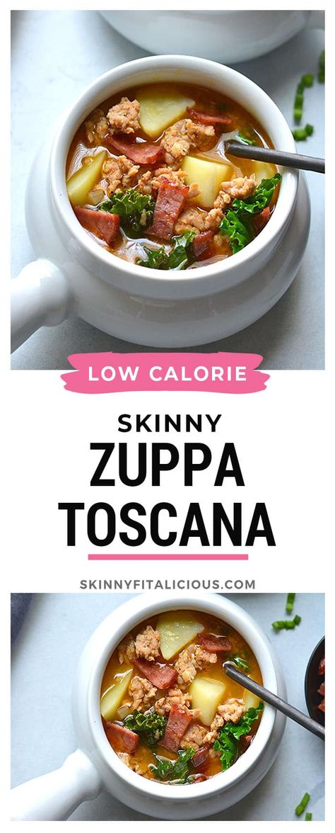 Olivegarden Soup, Low Calorie Paleo, Low Calorie Soup Recipe, Low Fat Soups, Low Calorie Soup, Toscana Soup, Healthy Low Calorie Meals, Healthy Eating Diets, Zuppa Toscana