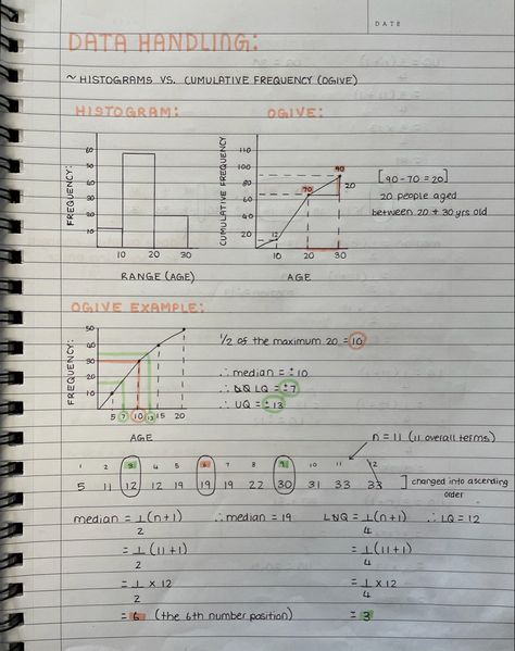 Maths Study Tips High Schools, School Notes Layout Maths, Math Notes High School Aesthetic, Math Notes Ideas, Statistics Aesthetic, Aesthetic Revision Notes Maths, High School Notes, Math Study Notes, High School Algebra 2 Notes