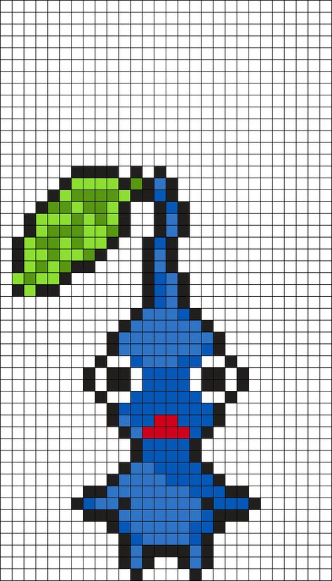 Blue Pikmin :D Kandi Pattern Kirby Bead Pattern, Crochet Pikmin Pattern Free, Pikmin Cross Stitch, Pikmin Pixel Art, Pikmin Perler Beads, Blue Perler Bead Patterns, Peeler Beads Patterns Easy, Pixel Art Ideas Simple, Pikmin Crochet