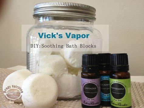 Vicks Shower/Bath Cubes ~~ 2 c baking soda, 2/3 cup water, 15 drops each of peppermint, eucalyptus and lavender essential oils. Mix and 1/4-fill mini cupcake liners in a tin. Harden overnight. ~~~~ Could have used this recipe this past week. :-/ Essential Oils For Upper Respiratory, Vicks Shower, Shower Bomb, Upper Respiratory Infection, Soothing Bath, Respiratory Infection, Mini Cupcake, Nasal Congestion, Sinus Infection