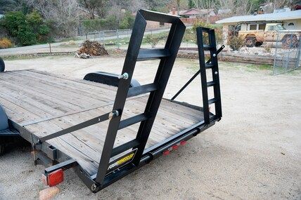 Easily Add Convenient Loading Ramps To Your Trailer Car Trailer Ramps, Trailer Light Wiring, Snowmobile Trailers, Trailer Wiring Diagram, Car Hauler Trailer, Trailer Ramps, Trailer Kits, Ramp Design, Cargo Trailer Camper