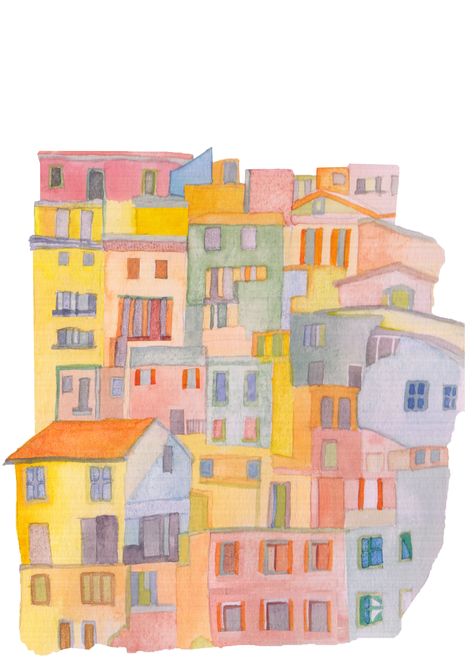 Initial illustration of Cinque Terre in Italy. Watercolour. Travel Poster. Initial Illustration, Rm 1, Italy Flag, Cinque Terre Italy, Cover Ideas, Ink Drawings, Italy Photo, Highlight Icons, Instagram Highlight Icons