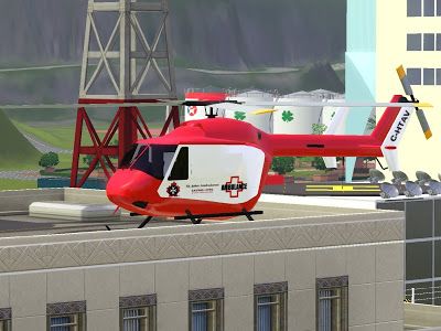 Simming in Magnificent Style: SH21 Skybird St. John Ambulance helicopter Sims 4 Ambulance Cc, Ambulance Truck, St John Ambulance, Custom Content, Fire Department, Ambulance, Sims 3, Sims Cc, St John